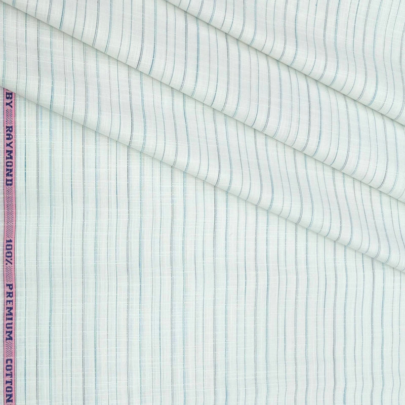Shirt Fabric Raymond 100% Cotton Lining Colour Firozi N Off White