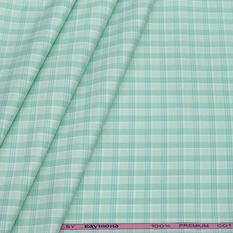 Shirt Fabric Raymond 100% Cotton Check Colour Mint Green