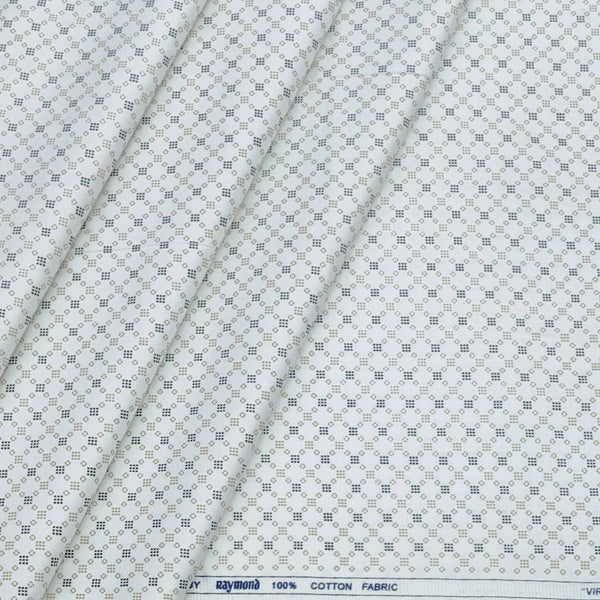 Shirt Fabric Raymond 100% Cotton Printed Colour White N Brown