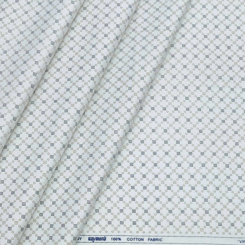 Shirt Fabric Raymond 100% Cotton Printed Colour White N Brown