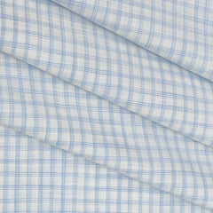 Shirt Fabric Raymond 100% Cotton Check Colour Light Blue N Off White