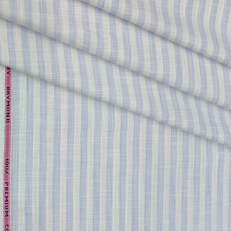 Shirt Fabric Raymond 100% Cotton Patta Lining Colour Light Blue N White