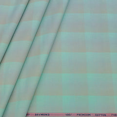 Shirt Fabric Raymond 100% Cotton Broad Check Colour aquamarine Green