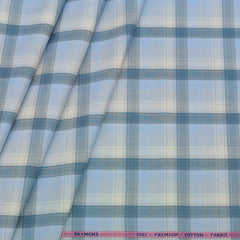 Shirt Fabric Raymond 100% Cotton Broad Check Colour Sky Blue N Light Grey