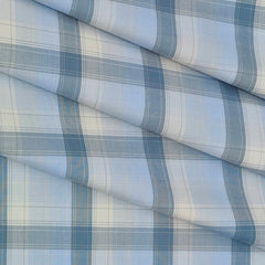 Shirt Fabric Raymond 100% Cotton Broad Check Colour Sky Blue N Light Grey