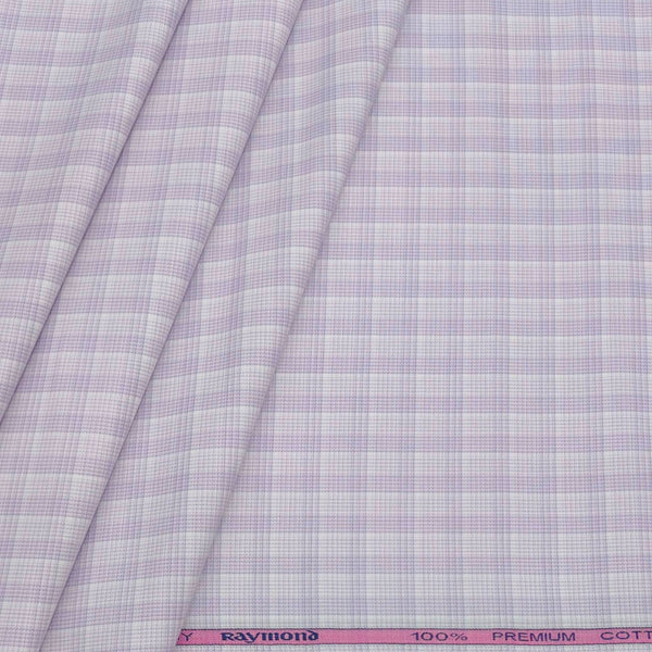 Shirt Fabric Raymond 100% Cotton Check Colour Light Lavender