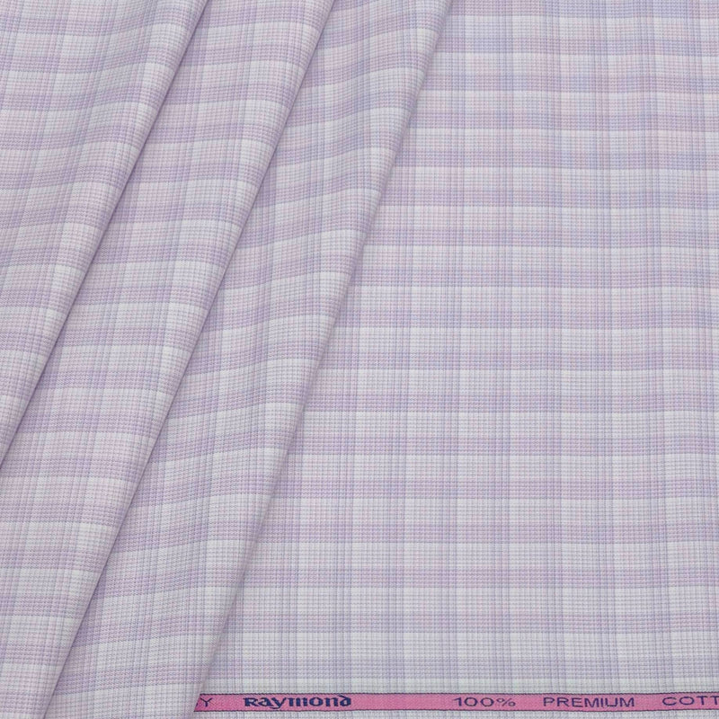 Shirt Fabric Raymond 100% Cotton Check Colour Light Lavender