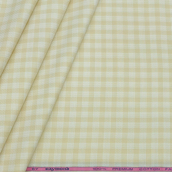 Shirt Fabric Raymond 100% Cotton Check Colour Ivory Cream
