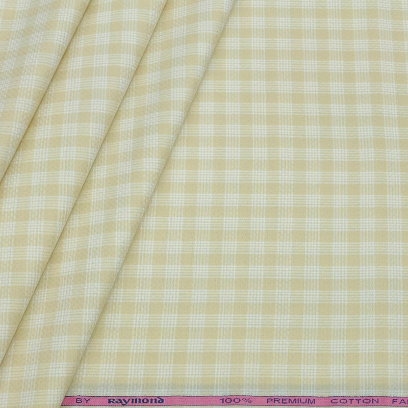Shirt Fabric Raymond 100% Cotton Check Colour Ivory Cream