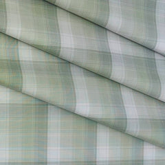 Shirt Fabric Raymond 100% Cotton Check Colour Light Green N Off White