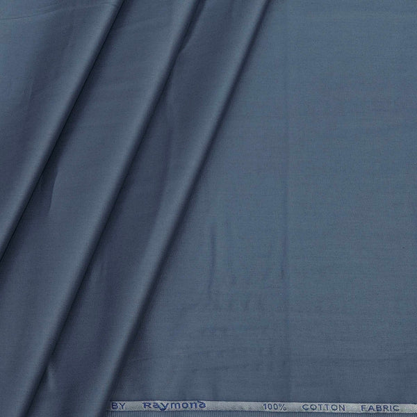 Shirt Fabric Raymond 70s Giza Cotton Plain Colour Stone Blue
