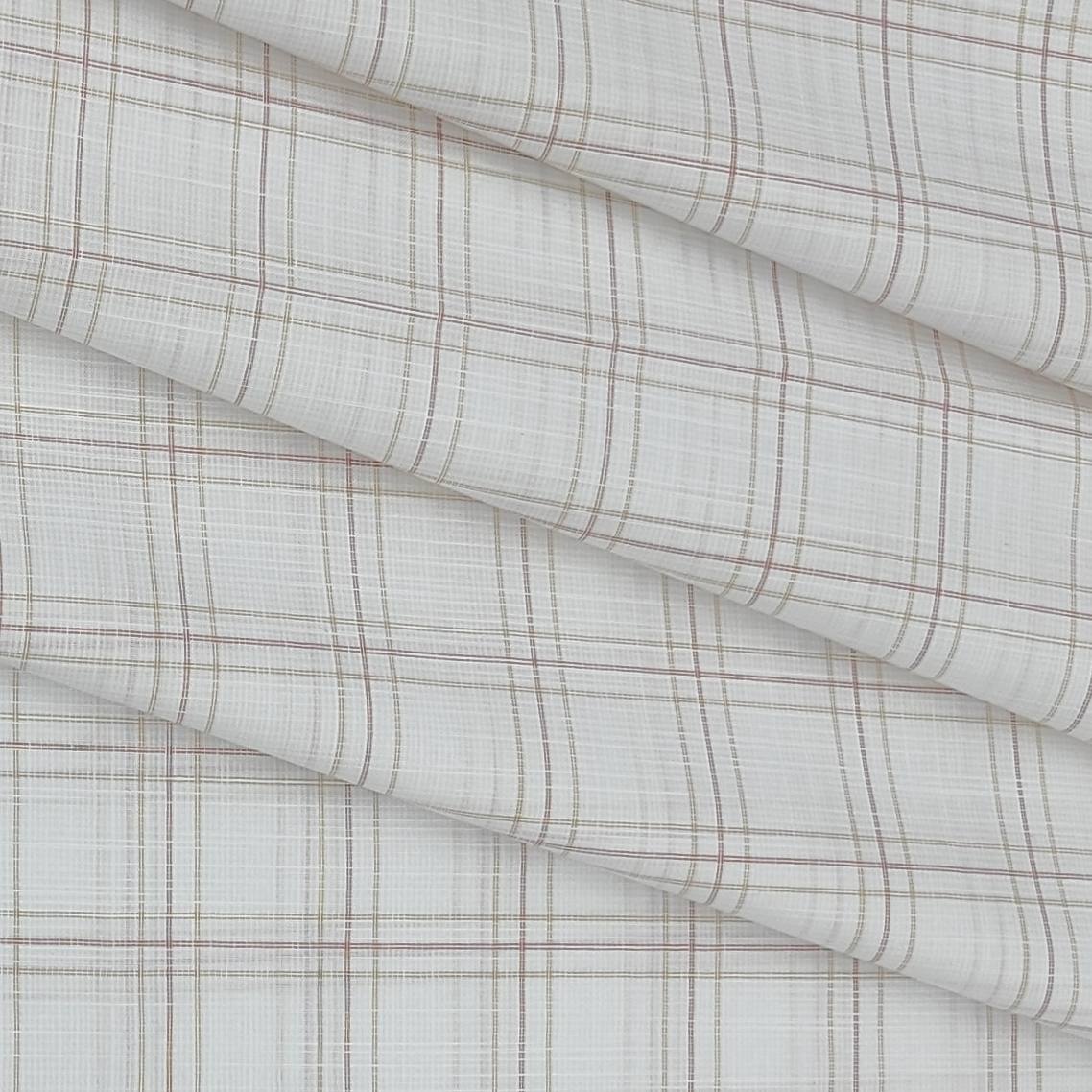 Shirt Fabric Arvind Cotton Blended Check Colour Light Brown N Off White