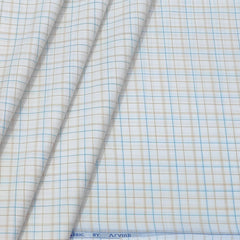 Shirt Fabric Arvind Cotton Blended Check Colour Firozi N Light Brown
