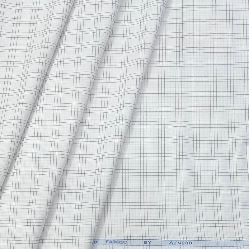Shirt Fabric Arvind Cotton Blended Check Colour Black N White