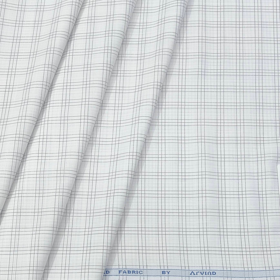 Shirt Fabric Arvind Cotton Blended Check Colour Black N White