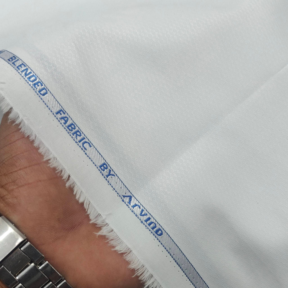 Shirt Fabric Arvind Cotton Blended Dobby Colour White