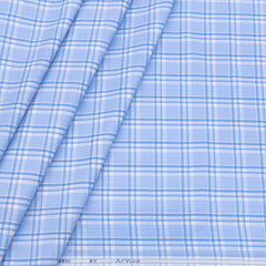 Shirt Fabric Arvind Cotton Blended Broad Check Colour Cornflower Blue
