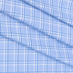 Shirt Fabric Arvind Cotton Blended Broad Check Colour Cornflower Blue