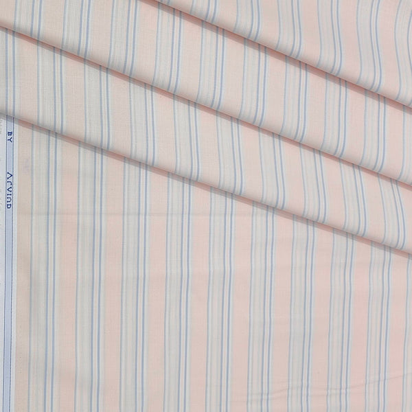 Shirt Fabric Arvind Cotton Blended Broad Lining Colour Light Peach N Light Blue