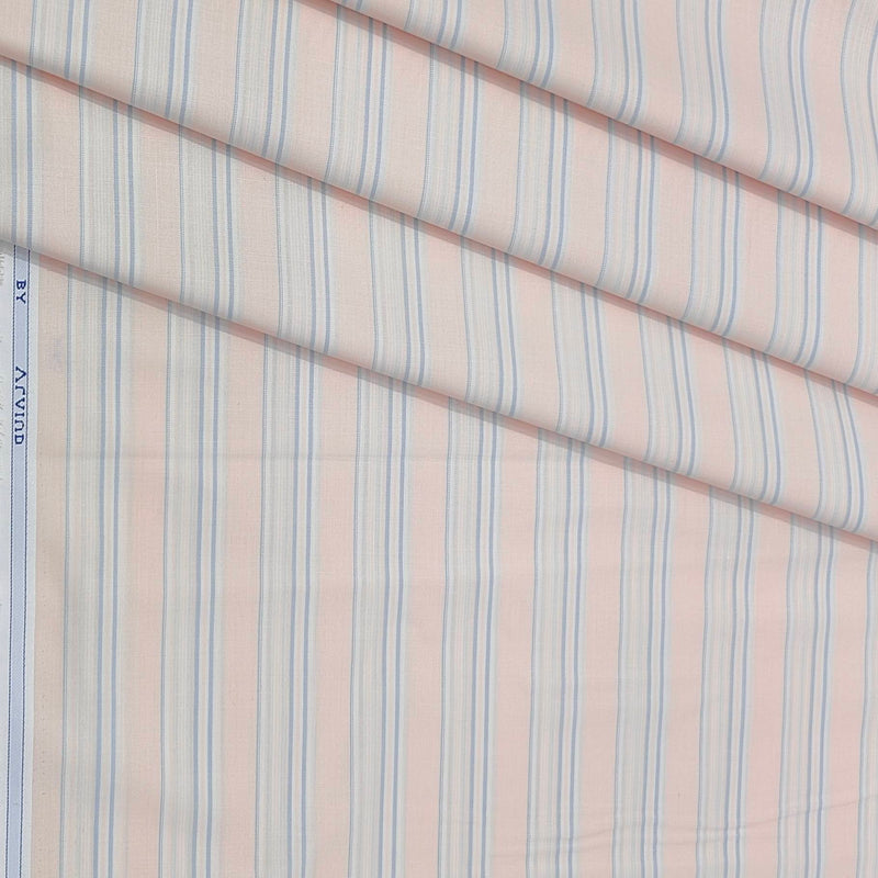 Shirt Fabric Arvind Cotton Blended Broad Lining Colour Light Peach N Light Blue