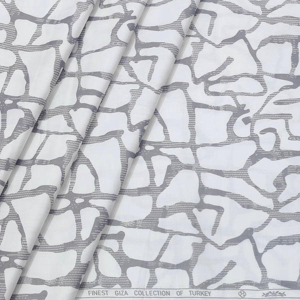 Shirt Fabric ManTire 60s Giza Cotton Printed Colour White N Grey