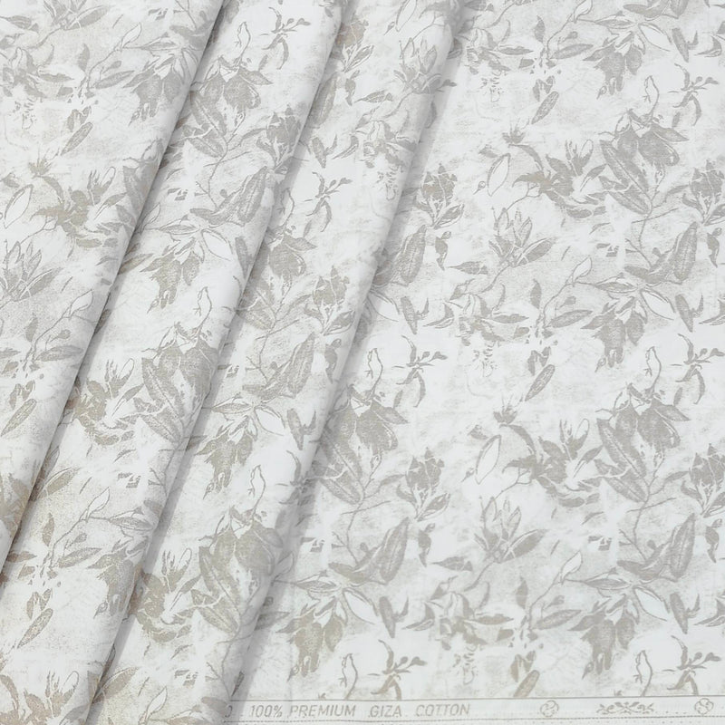 Shirt Fabric ManTire 60s Giza Cotton Printed Colour Light Brown N Off White