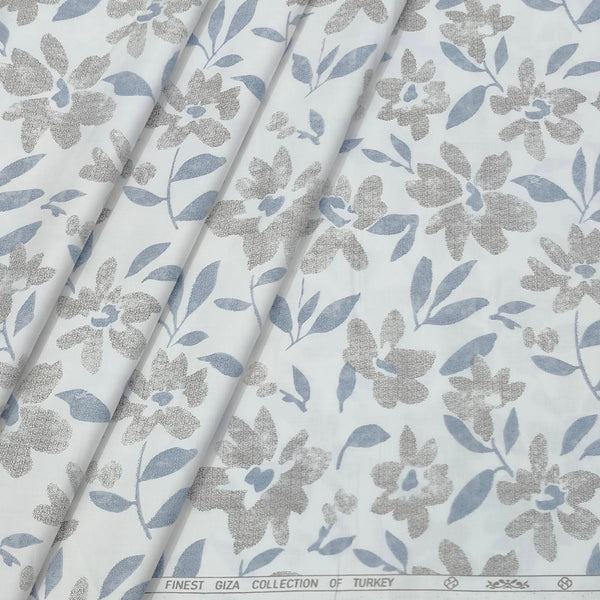 Shirt Fabric ManTire 60s Giza Cotton Printed Colour Light Blue N Light Brown