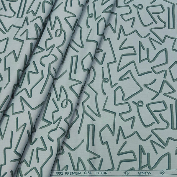 Shirt Fabric ManTire 60s Giza Cotton Printed Colour Vridian Green