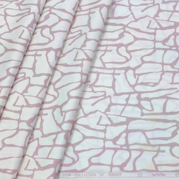 Shirt Fabric ManTire 60s Giza Cotton Printed Colour Fadded Lavender N Off White