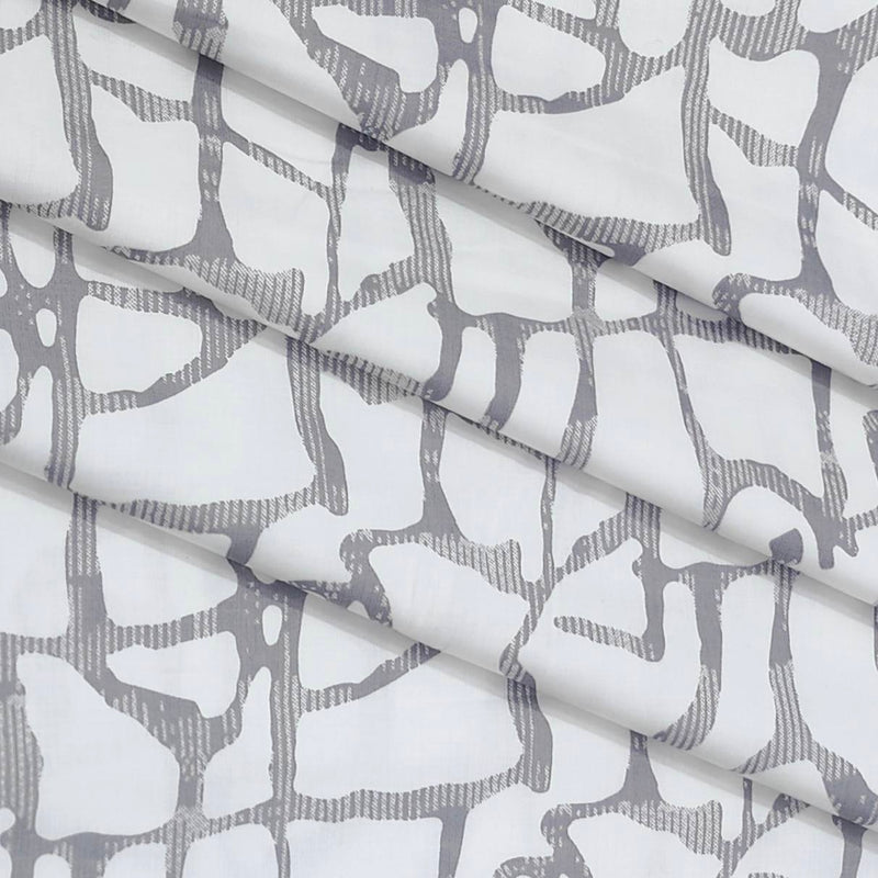 Shirt Fabric ManTire 60s Giza Cotton Printed Colour White N Grey