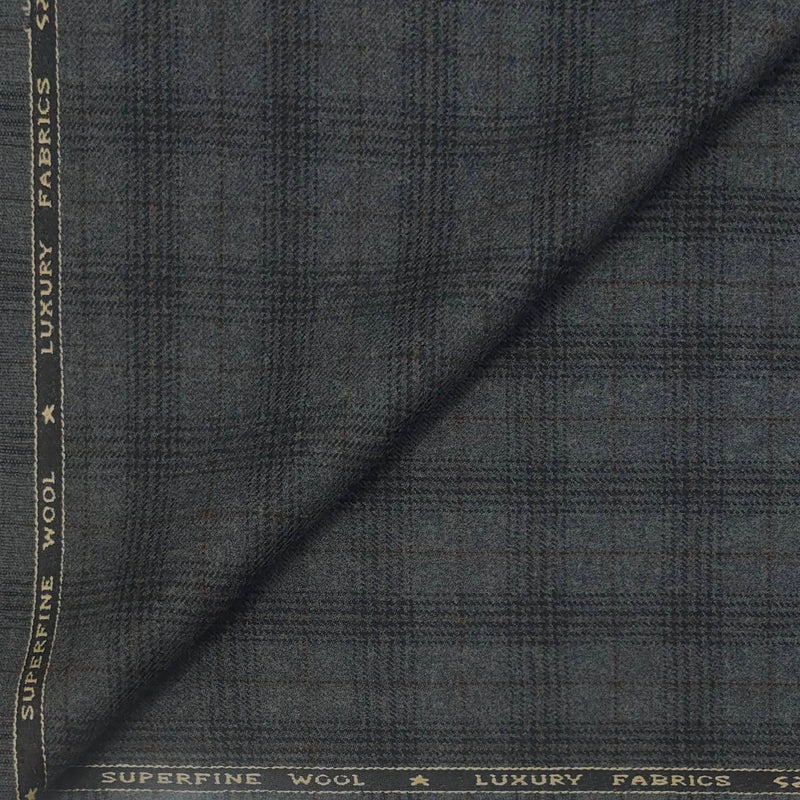 Tweed Blazer Faric OCM Wool Blended Broad Check Colour Grey