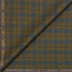 Tweed Blazer Faric OCM Wool Blended Broad Check Colour Greenish Brown