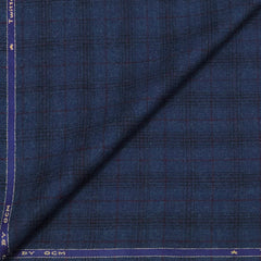 Tweed Blazer Faric OCM Wool Blended Broad Check Colour Deep Sea Blue