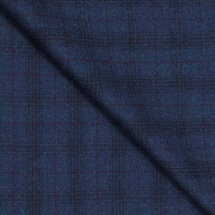 Tweed Blazer Faric OCM Wool Blended Broad Check Colour Deep Sea Blue