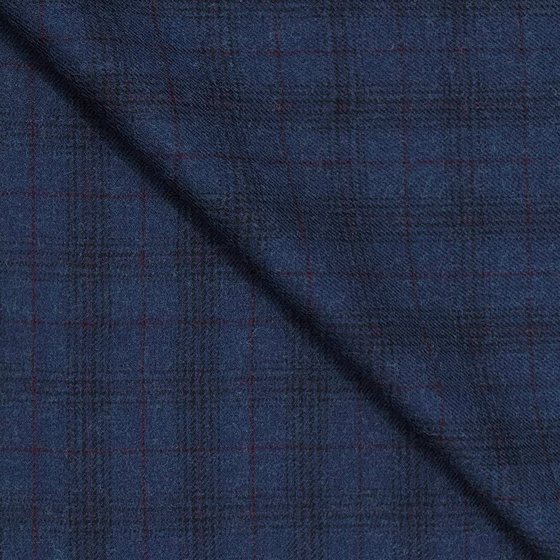 Tweed Blazer Faric OCM Wool Blended Broad Check Colour Deep Sea Blue
