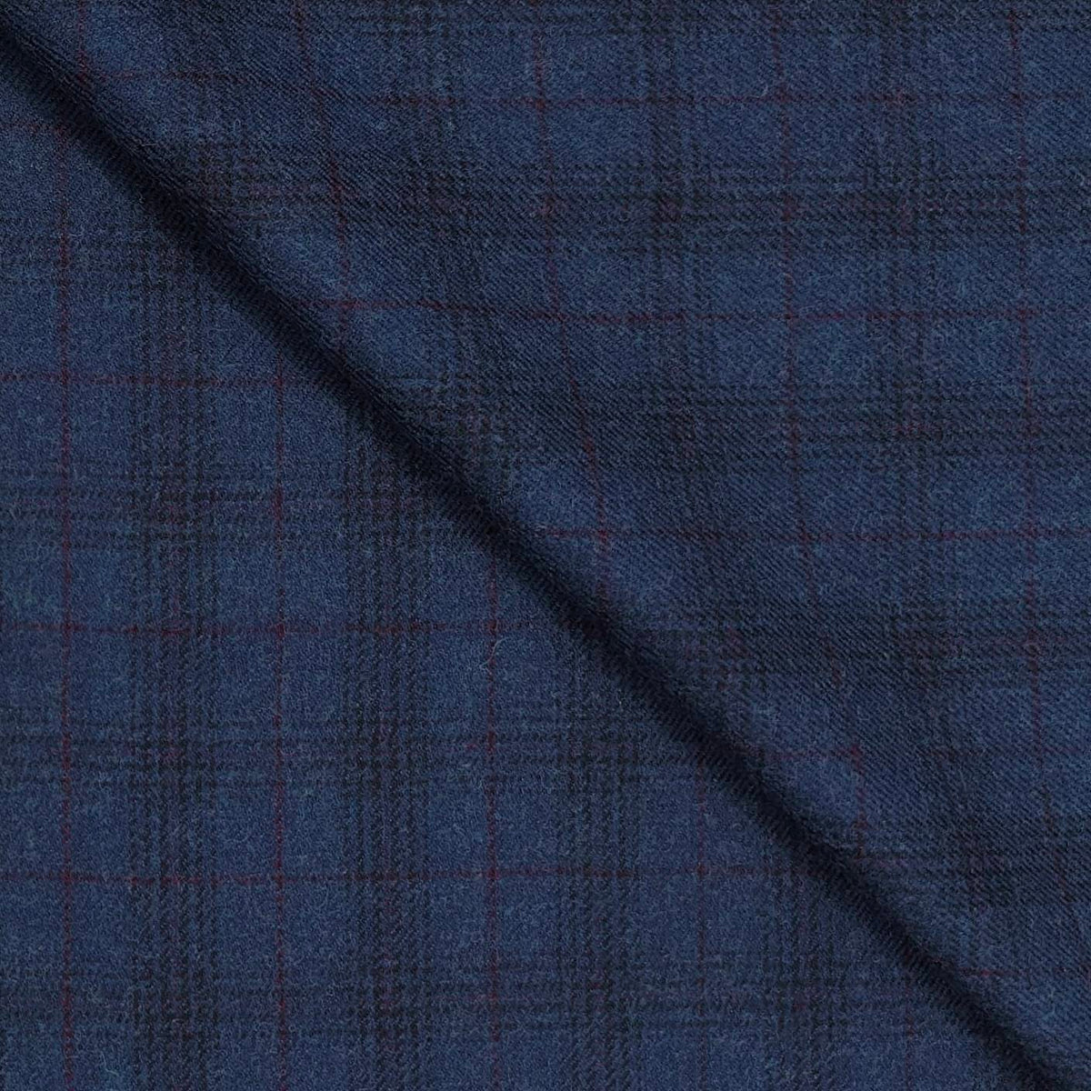 Tweed Blazer Faric OCM Premium Wool Blended Broad Check Colour Deep Sea Blue