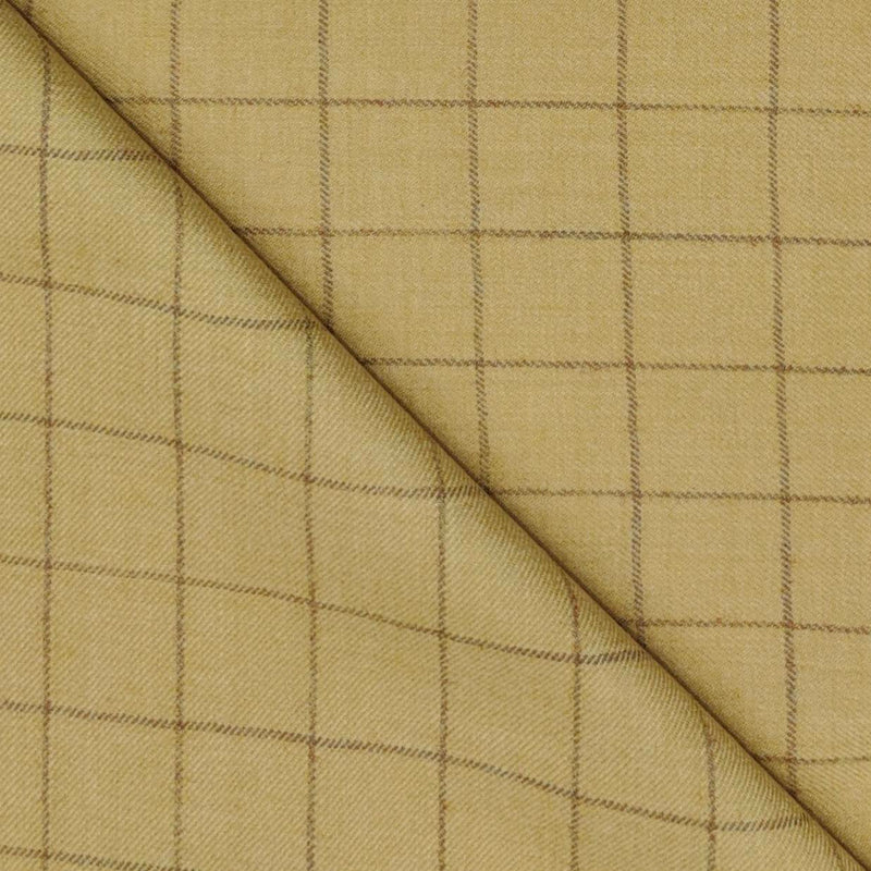 Tweed Blazer Faric OCM Wool Blended Broad Check Colour Dried Moss Brown
