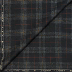 Tweed Blazer Faric OCM Wool Blended Broad Check Colour Black N Light Grey