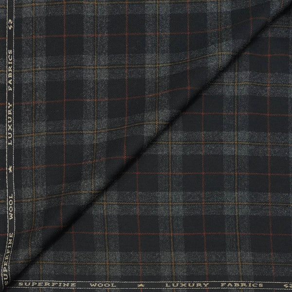 Tweed Blazer Faric OCM Wool Blended Broad Check Colour Black N Light Grey