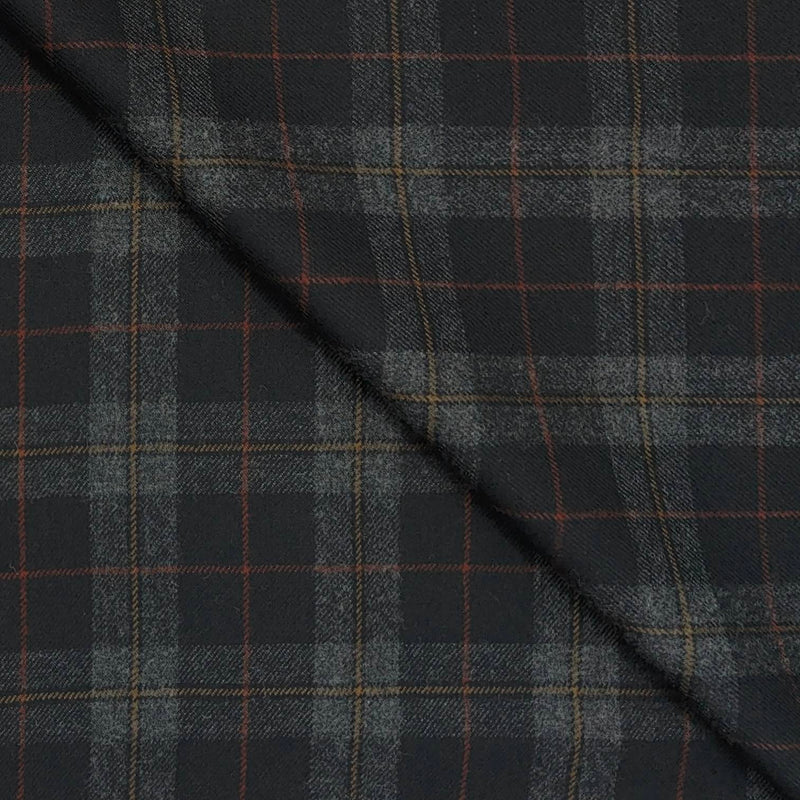 Tweed Blazer Faric OCM Wool Blended Broad Check Colour Black N Light Grey