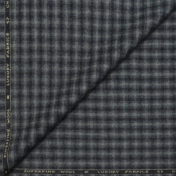 Tweed Blazer Faric OCM Wool Blended Check Colour Black N Grey