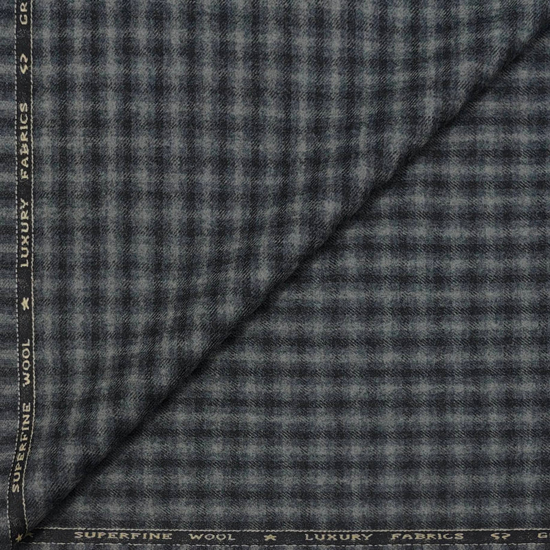 Tweed Blazer Faric OCM Wool Blended Check Colour Black N Grey