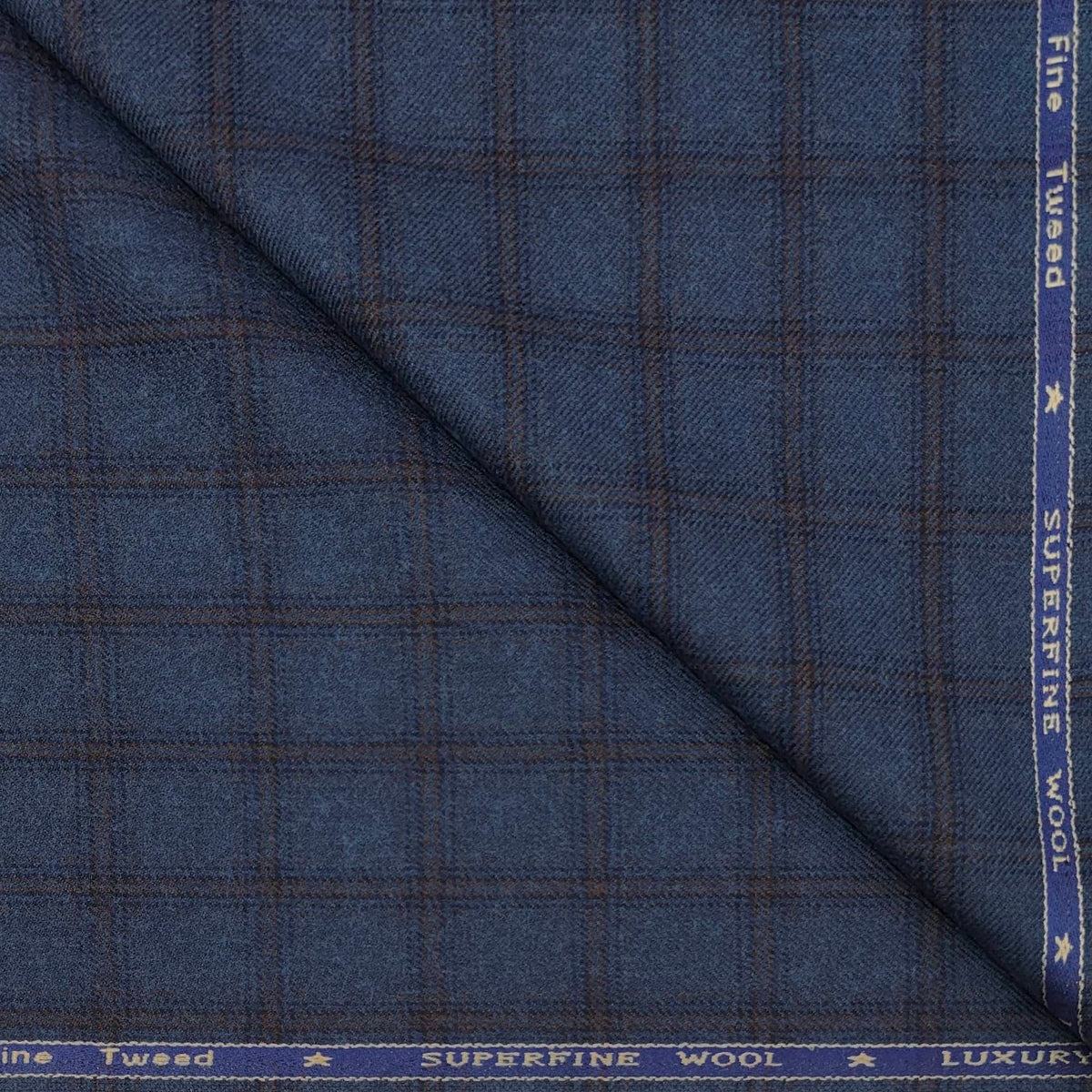 Tweed Blazer Faric OCM Premium Wool Blended Broad Check Colour Base Blue
