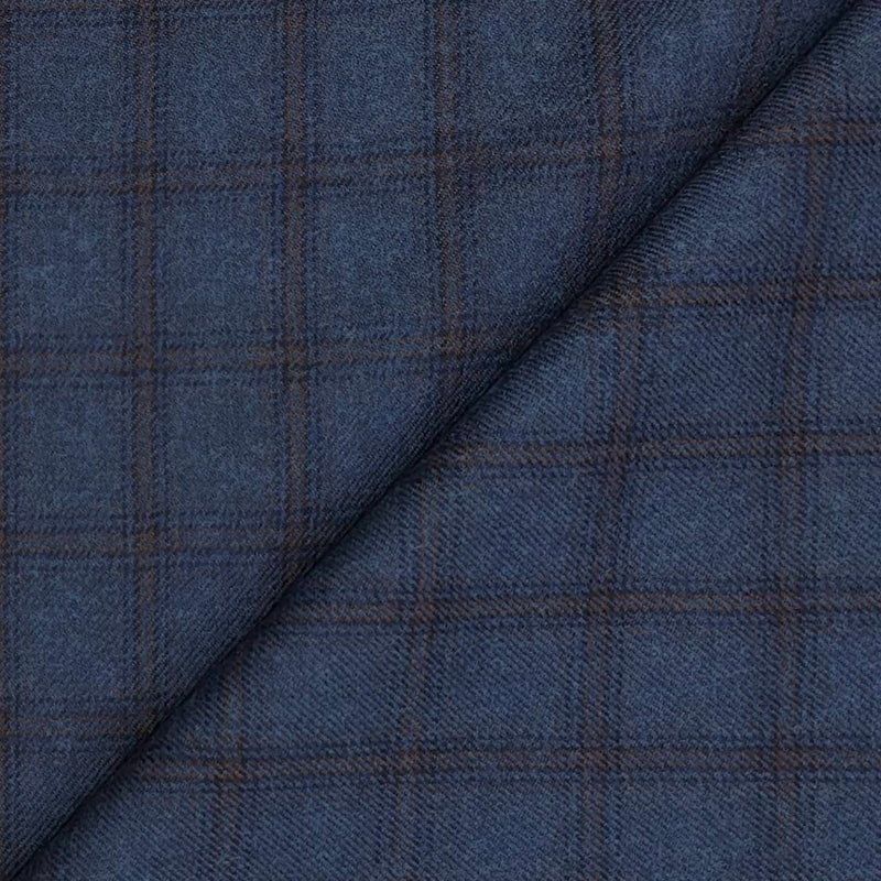 Tweed Blazer Faric OCM Wool Blended Broad Check Colour Base Blue