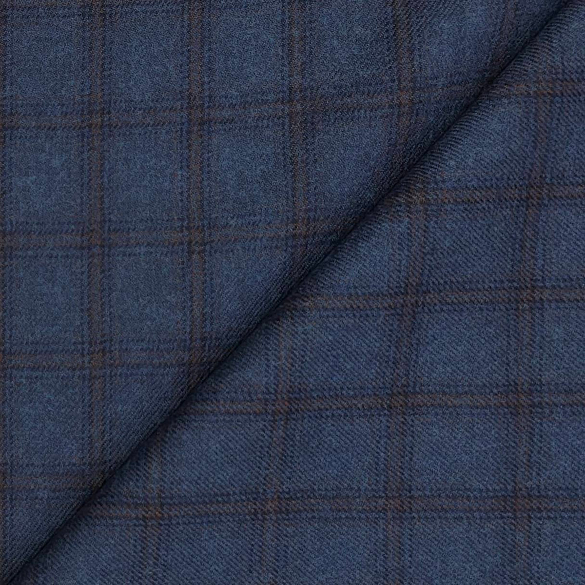 Tweed Blazer Faric OCM Premium Wool Blended Broad Check Colour Base Blue