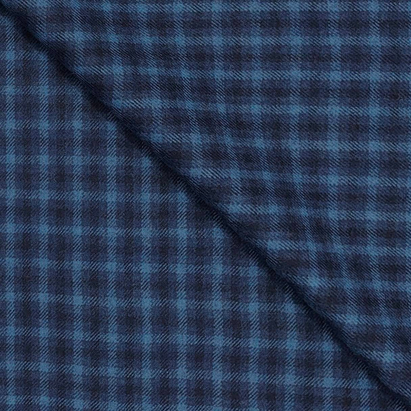 Tweed Blazer Faric OCM Wool Blended Check Colour Pigeon Blue