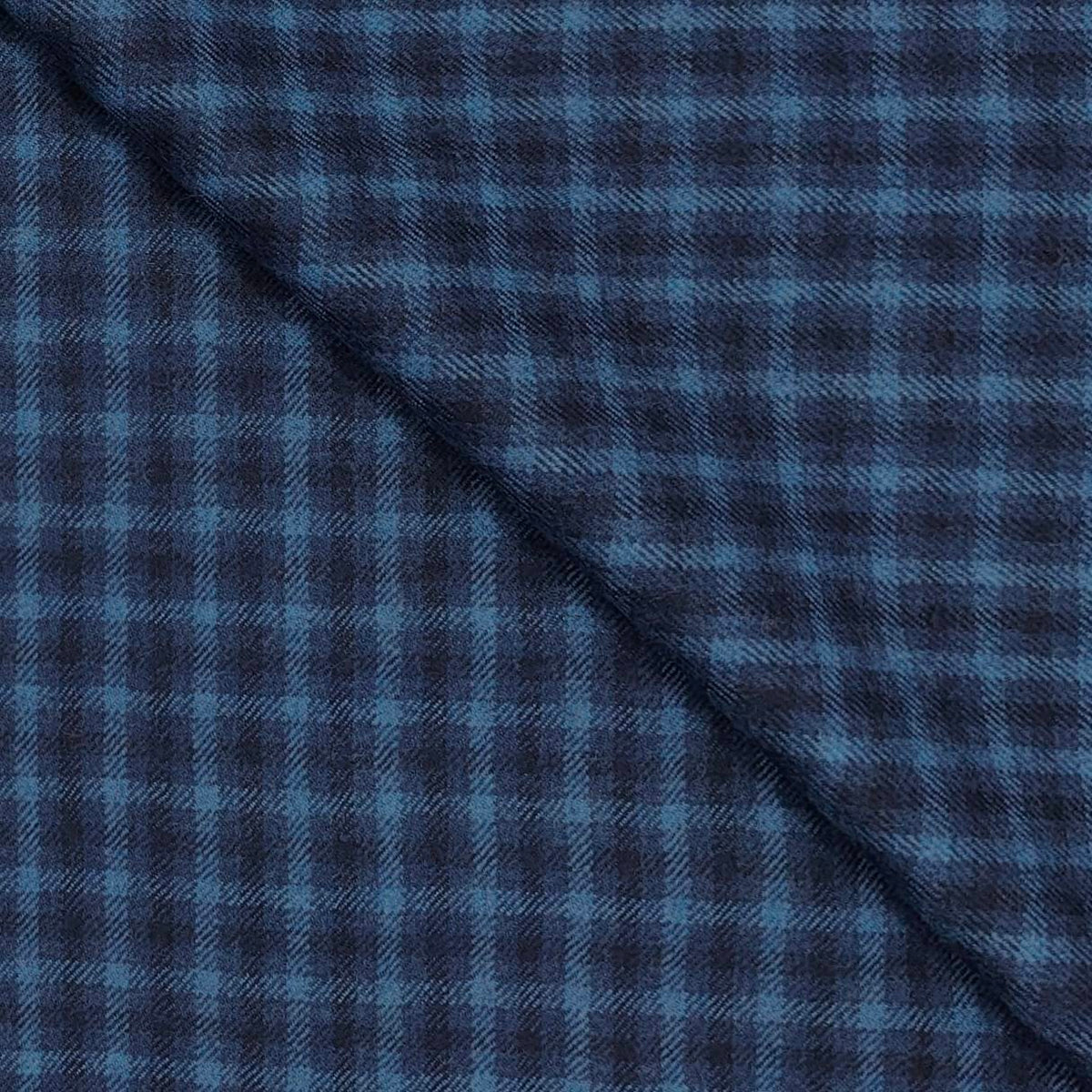 Tweed Blazer Faric OCM Premium Wool Blended Check Colour Pigeon Blue