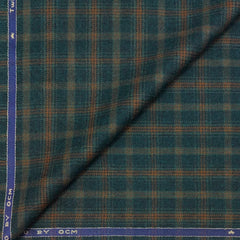 Tweed Blazer Faric OCM Wool Blended Broad Check Colour Teal Brown N Olive Green