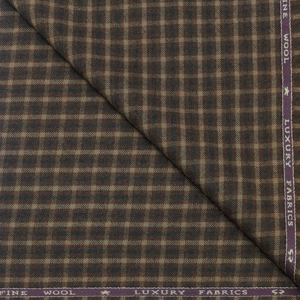 Tweed Blazer Faric OCM Wool Blended Check Colour Medium Brown
