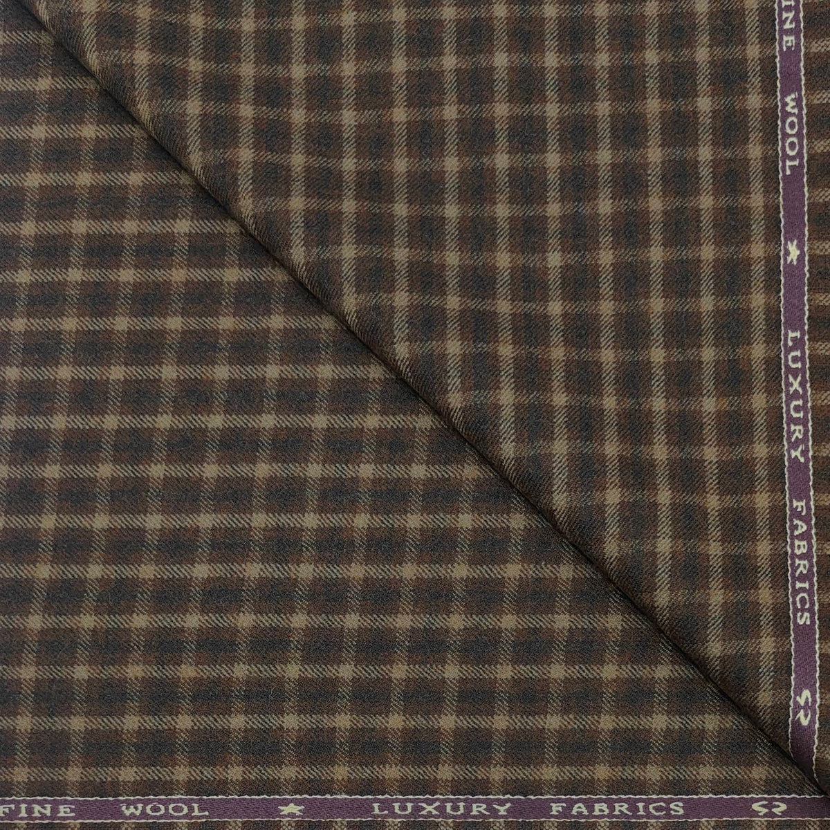 Tweed Blazer Faric OCM Premium Wool Blended Check Colour Medium Brown